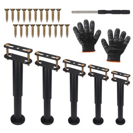 5 Pcs Adjustable Height Bed Support Legs 7.08-12.5 inch with Locking Ring, Bed Frame Center Support Legs for Bed Frame/Bed Center Slat/Furniture, Bed Legs Replacement Bed Slats Support Legs