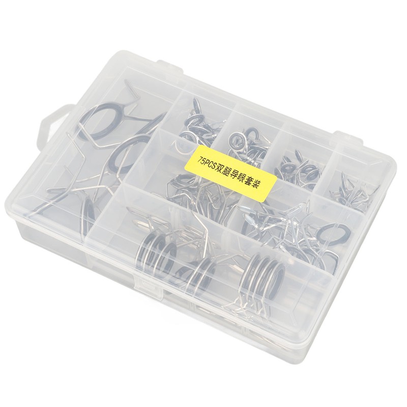 75Pcs Fishing Rod Tip Repair Kit Fishing Rod Guides Stainless