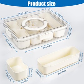 Bandesun Divided Serving Tray with Lid and Handle - Clear Organizer for Candy, Fruits, Nuts, Snacks - Snackle Box Charcuterie Container for Portable Snack Platters - Perfect for Party, Entertaining