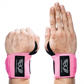 WARM BODY COLD MIND - Weightlifting Wrist Wraps for Crossfit, Gym, Powerlifting, Deadlift, Workout, Exercises & Fitness, Premium, Heavy-Duty Wrist Support, Thumb Loop (Pink, 12 inch)