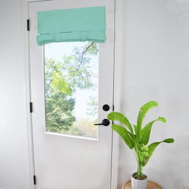 WdFour Side Door Curtains for Door Window, Room Darkening Solid Color Door Window Covering for Glass Door, Front Door Sidelight Curtain Tie up Shade 25W x 40L Inches, 1 Panel, Aqua.