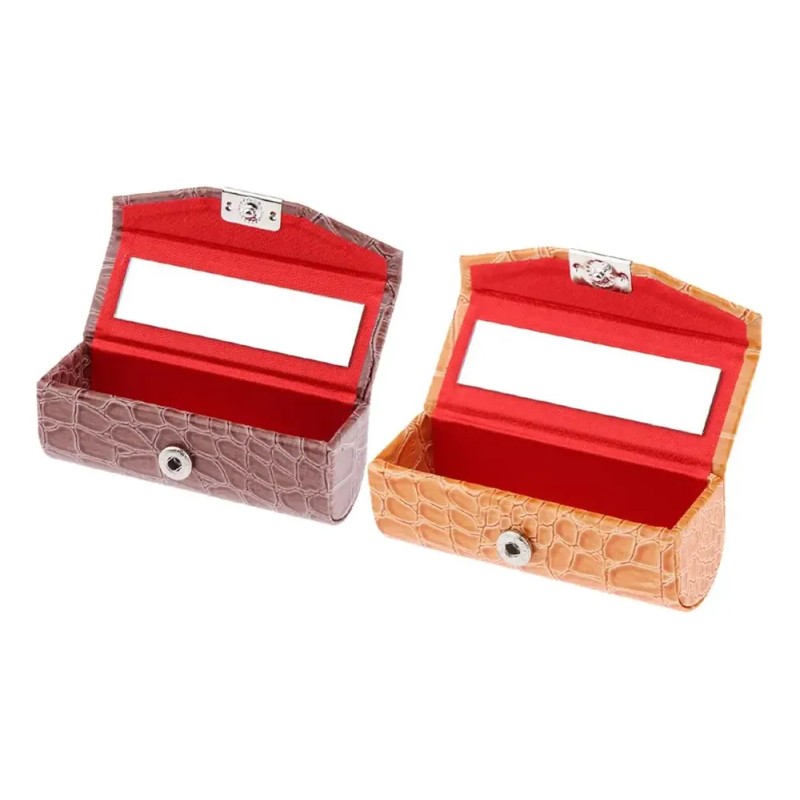Estuche De Lápiz Labial Individual De Pu Marrón Anaranjado