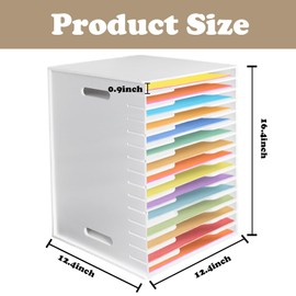 15 Tier White Cardstock A3 Paper Sorter Storage Rack,File Organizer for Desk with Extraction Slot for 12.4 * 12.4 * 16.4Inch Scrapbooks, for Home Office School,White