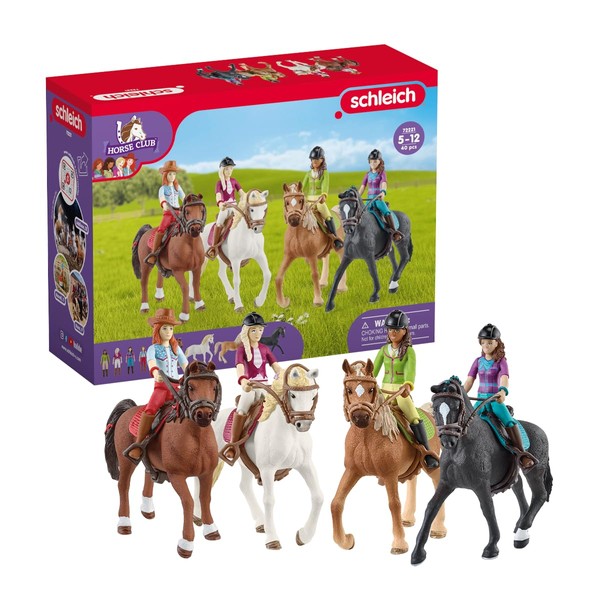 schleich 72221 Avventura a cavallo con le ragazze, da 5 anni, HORSE CLUB - Playset, 40 pezzi