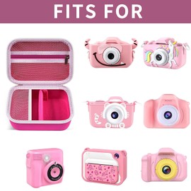 Children's Camera Bag for Uleway/for GlobalCrown/for Gofunly for Grepro/for Ushining Mini Digital Camera, Instant Cameras Protective Case Carry Bag Holder for Printing Paper (Case Only) Pink