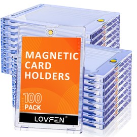 35pt Magnetic Card Holder 100 Pack, Premium One-Touch Protector for Sports, Baseball, and Collectible Trading Cards, Secure Display Case for Standard-Sized Cards