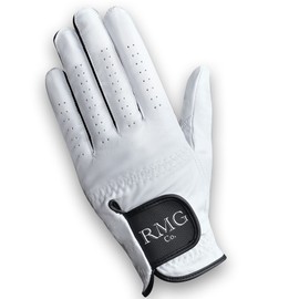 RMG Co. Premium Leather Classic White Golf Glove for Men Available in Left and Right Hand (Medium, Left)