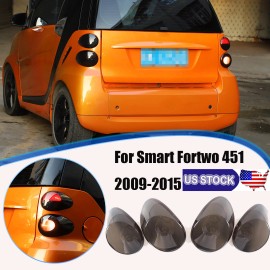 autopart2021 Smoked Black Tail Light Lamp Cover Guard Trim For Smart Fortwo 451 2009-15