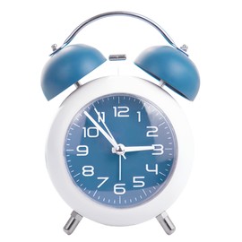 Reloj Despertador Análogo de Doble Campana, Reloj Pequeño Silencioso de 4.5 Pulgadas, Reloj de Alarma con Luz Nocturna, Funciona con Pilas, para Oficina, Recámara, Mesita de Noche, Computadora (azul)