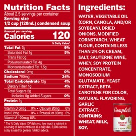 Campbell's Condensed Cream of Onion Soup, 10.5 oz Can (12 Pack)