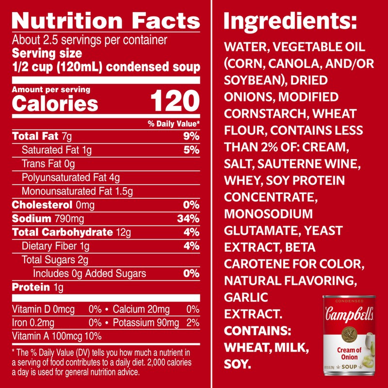 Campbell's Condensed Cream of Onion Soup, 10.5 oz Can (12
