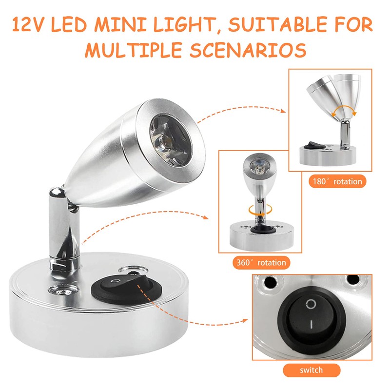 ICOUVA 12V LED Spot Reading Light,Warm Light with Adjustable Switch