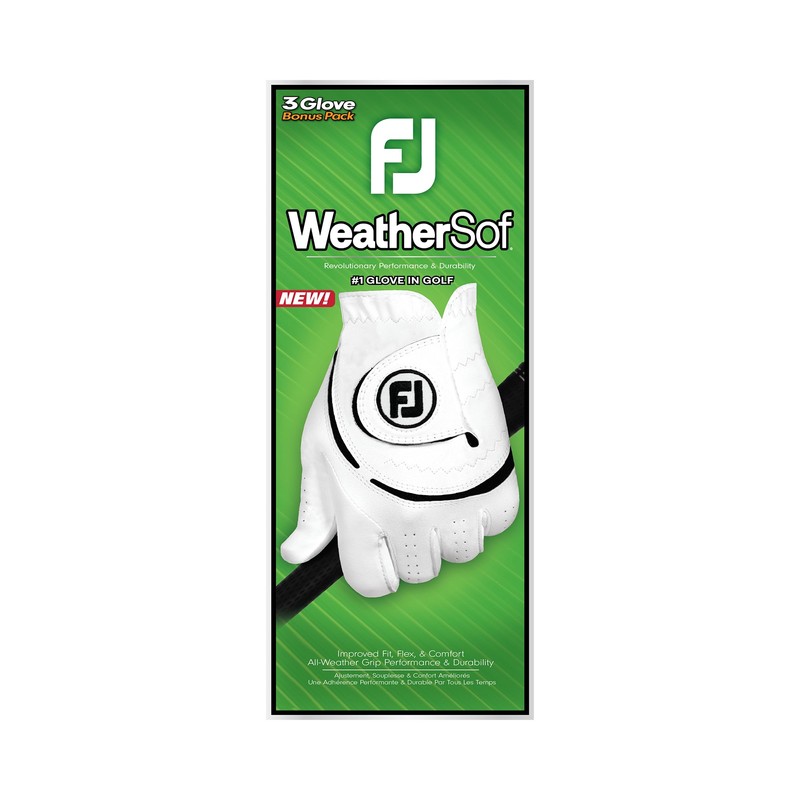 FootJoy WeatherSof Men's 3-Pack Golf Glove, White