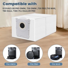 VIEWALL VIEWALL T50 Staubbeutel f1r ECOVACS DEEBOT X8 PRO Omni /T50 Pro Omni/T50 Max Pro/T50 Omni Saugroboter,Aktivkohle Staubbeutel Zubeh?r,10 St1ck 3L Kapazit?t Staubsaugerbeutel Ersatzteile