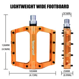 Lightweight Mountain Bike Pedals Aluminum Alloy Bicycle Platform Pedals for Road MTB 9/16" - Fits Most Adult Bikes & Mountain Bikes &MTB, Road Bikes and Slip-Resistant Design Orange