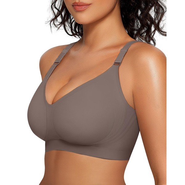 OEAK Womens Comfortable Bras Wireless V Neck Bra Full Coverage