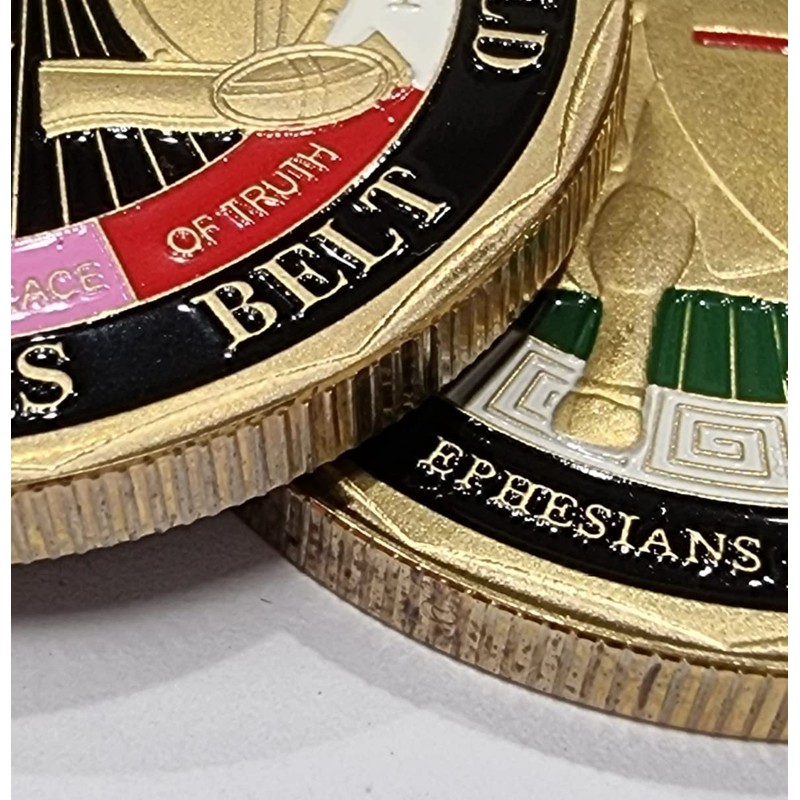 Whole Armour of God Challenge/Commemorative Coin. 24ct Gold, Enamel, 40mm