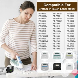 Fimax Tze FA231 Fabric Iron-on Clothing Label Tape Replace for Brother P Touch Fabric FA231 Tz Tape 12mm 0.47'' for PT-D210 PT-D400 PT-H100 PT-D200 PT-D600 Label Makers (Black on White,4PK)