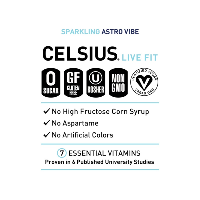 CELSIUS ASTRO VIBE Sparkling Blue Razz, Sugar Free Energy Drink,
