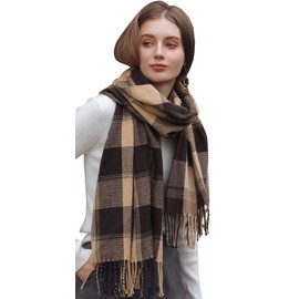 mairy Women's Tartan Scarf Luxury Large Super Soft Cashmere Scarves Pashmina Shawls and Wraps for Wedding British Stylish Cape Wrap Shawl Scarfs YF65003