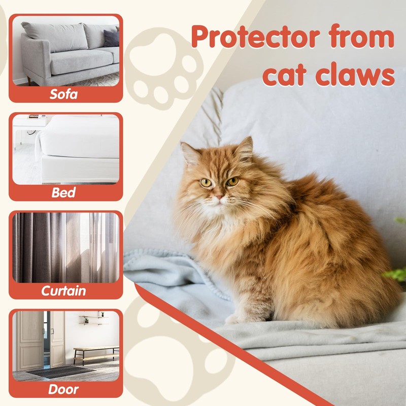 Secopad 18 Pcs Large Cat Scratch Furniture Protector, Transparent Couch