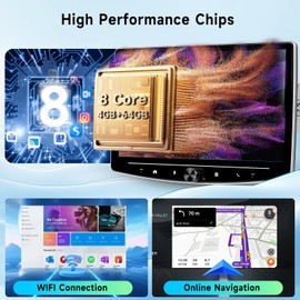 [4G+64G] Single Din Car Stereo Wireless CarPlay/Android Auto, Hodozzy Android 10.1'' Rotatable Touch Screen Car Radio with 8 Core, Bluetooth,Mirror Link GPS,WiFi,FM,RDS,DAB,SWC+ Camera