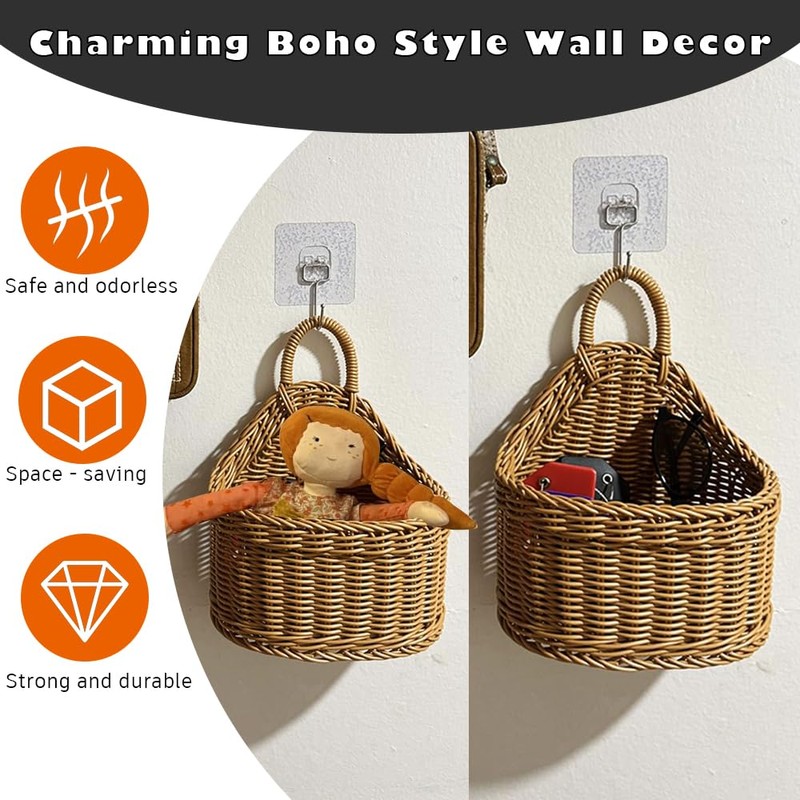 Japanese Rattan Style Storage Baskets, 2-Pack (Small & Large) Kitchen
