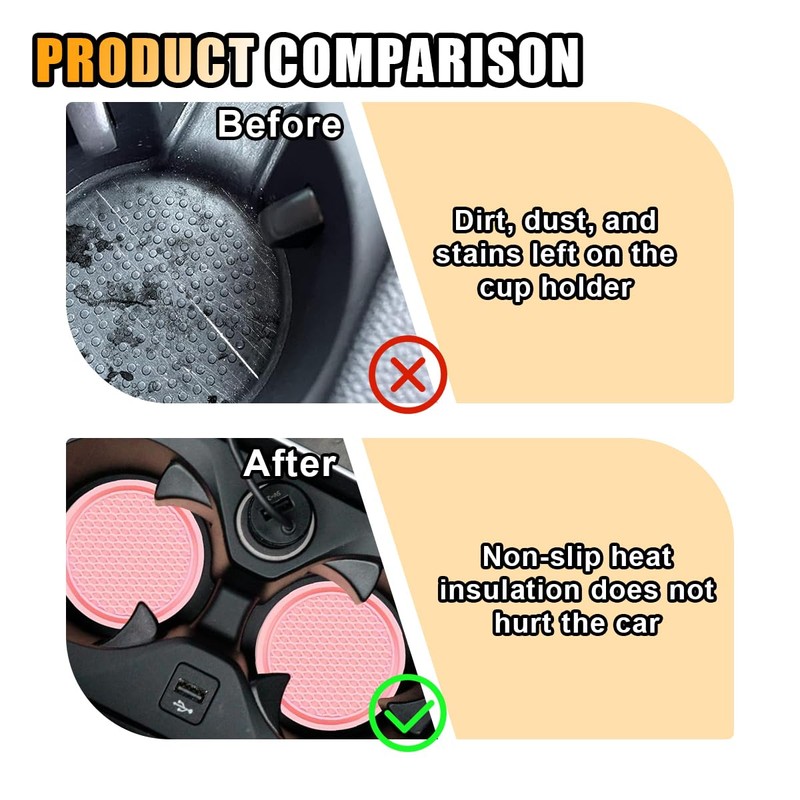 4PCS Car Cup Holder Coaster, 2.7 Inch Honeycomb Non-Slip Car