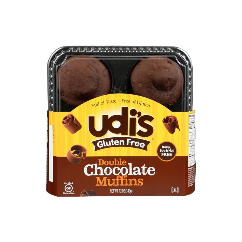 Udi's Gluten Free Double Chocolate Muffins (1 Case)