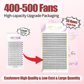 ABONNIE Premade Fans Eyelash Extensions, 400 Fans 5D 8-15mm Mix Promades Eyelash Fans,0.05 Thickness C Curl Premade Lash Fans, Handmade Premade Fans Volume Lash Extensions (Pointy Base 5D 0.05-C 8-15)