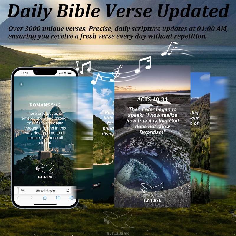 Effasaflink Daily Bible Verse Ring, Christian Devotional Ring, Works Like