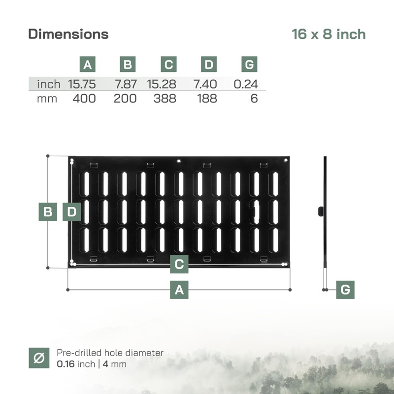 Vent Systems 16" x 8" Inch Metal Air Return Vent