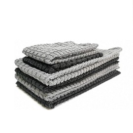Yamfurga - Juego de 6 paños de cocina de microfibra y toallas, dos paños de cocina con lado de malla de 12 x 12 pulgadas, cuatro toallas de plato de 16 x 19 pulgadas, absorbentes y de secado rápido (color negro y gris)