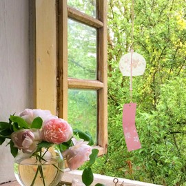 SEWACC Japanese Wind Chimes Small Glass Bell Pendant Hanging Ornament Outdoor Patio Lawn Garden Decor