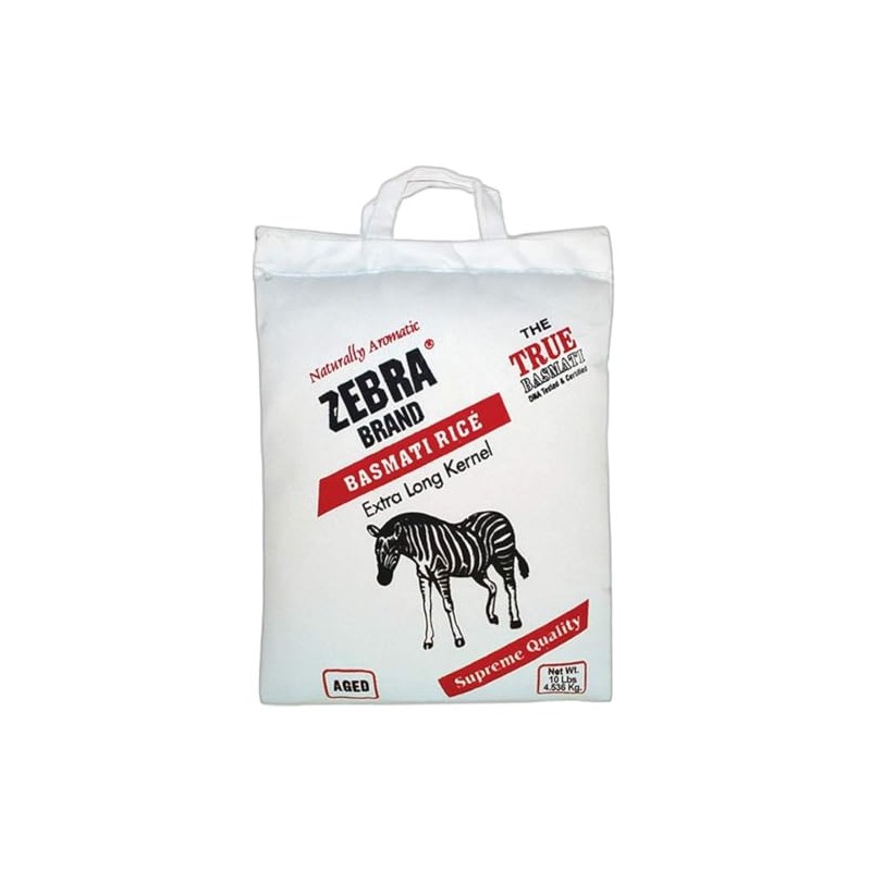 Naturally Aromatic Zebra Basmati Rice Extra Long Kernel 10 Lb