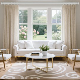 VOIIY 2 Pack Curtain Rods for Windows 48 to 84 Inch(4-7 Feet),Silver 1'' Diameter Drapery Rods with End Cap Style Design,Modern Adjustable Heavy Duty Curtain Rod,Size:36''-88''