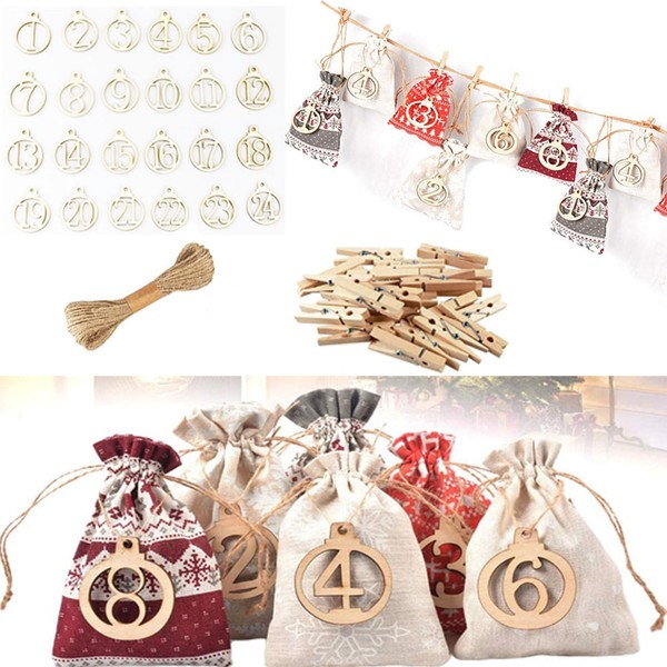 Huangsanye Advent Calendar Bags, Large, Advent Calendar Bags and Fillable,