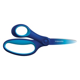 Fiskars 1067854 Children's Scissors for Large Children Aged 8 - 11 Years, for Left-Handed Users: Inside, SoftGrip, Length: 15 cm, Ombré Look, Blue