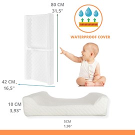 RUGUIES -Changing mat for chest of drawers with 3 additional waterproof covers. Waterproof and hypoallergenic nappy changer. Fastening strap and non-slip underlay 80 x 42 cm. Oeko-Tex certified.