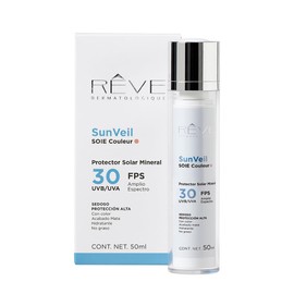 Reve Dermatologique | SunVeil SOIE Couleur FPS 30 - Protector Solar Mineral - textura sedorsa – matificador Evaluada clínicamente - 50 ml