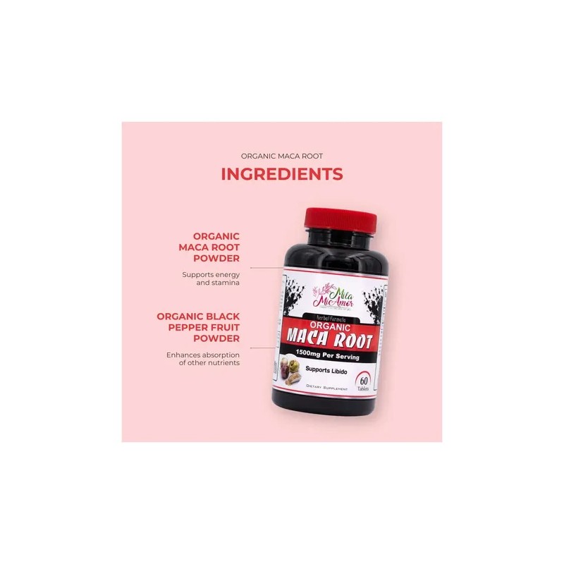 Milamiamor Raíz De Maca Orgánica 1500mg 60cps Sfn