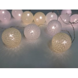 elume 20 Ball String Lights for Indoor Use, Textile Wire, 3 Shades White