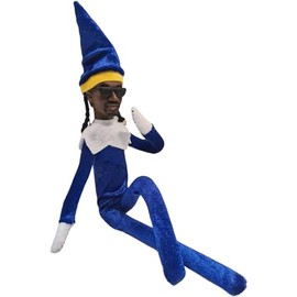 Snoop on a Stoop Elf Rapper Snoop Elf Christmas Elf Decoration, Handmade Elf, Hip Hop Christmas Ornaments Plush for Christmas Party Holiday Home Garden Decor (Blue)