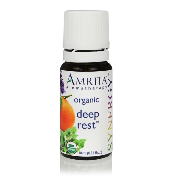 Amrita Aromatherapy USDA Certified Organic Deep Rest Essential Oil Blend - Non-GMO Relaxation, Sleep & Calming Synergy Blend - Undiluted, 10ML