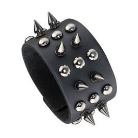 Eigso Retro Punk Leather Bracelet for Men and Women Studs Spiked Rivets Bracelets for 80S theme Party