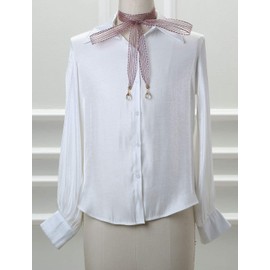 Allegra K Organza Long Narrow Skinny Scarf for Women Stripe Pattern Bag Handle Decor Waistband Pink 1