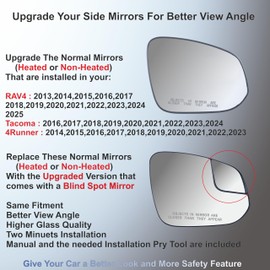 EAP Pair of Passenger & Driver Side Mirror Glasses Compatible with Toyota RAV4 2013-2025, 4runner 2014-2024, Tacoma 2016-2025, Heated with Spotter 879310R200 8793142D40 8793142D50 879310R210 TO1325174