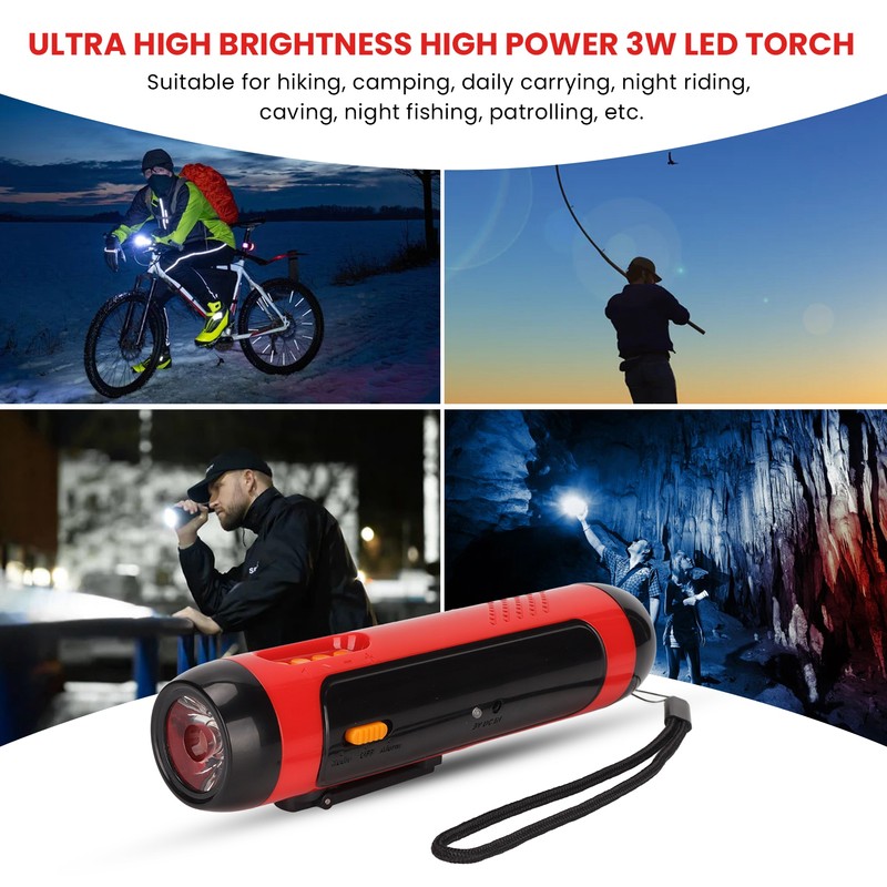 JX‑502 Emergency Flashlight 3W Strong Light LED Hand Crank Flashlight