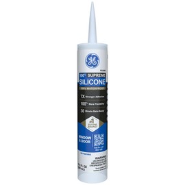 GE Supreme Silicone Caulk for Window & Door, Clear, 10 fl oz Cartridge, 1 Pack - 100% Waterproof Silicone Sealant, 7X Stronger Adhesion, Shrink & Crack Proof