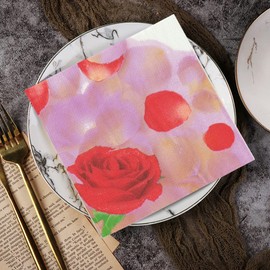 Salome Idea 60 Pack 6.5 x 6.5 Inches Floral Paper Napkins for Dinner Wedding Birthday Party Bridal Anniversary Reception Event (Romatic Floral 18)